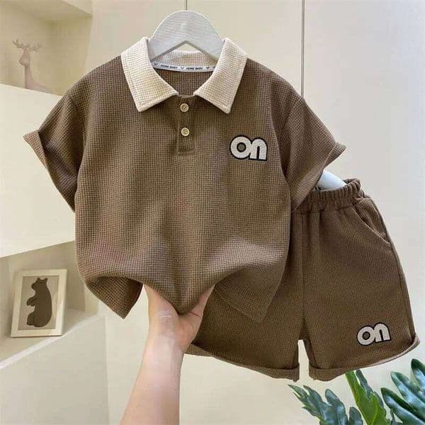 Top and Bottom Set Suits New Summer Children's Polo Shirts Short Sleeves Shorts Suits, Casual Sports Clothes 26L0512