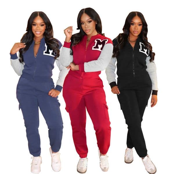 TW622 womens letter printed hoodie work pants casual sports and fleece two-piece set L260512