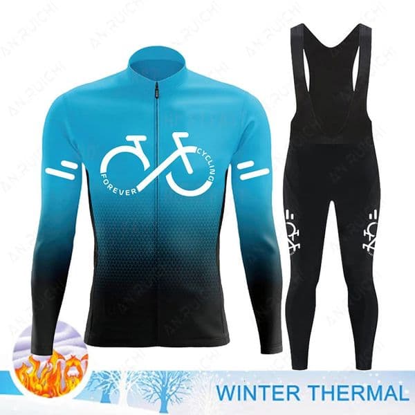 Winter Thermal Fleece Cycling Jersey Set Mens Mountian Bicycle Clothes Wear Ropa Ciclismo Racing Team Bike Cycling Clothing 260512