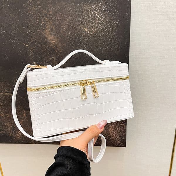 Free shipping 2026 new hot selling crocodile pattern box bag, commuting small square bag, single shoulder crossbody handbag, mini women's bag