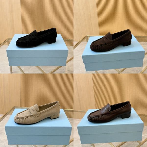 Wrinkled Suede Loafers Shoes Deep Brown Leather Toe Slip On Flat Driving Sneakers Women Casual Daily Single Dress Shoes