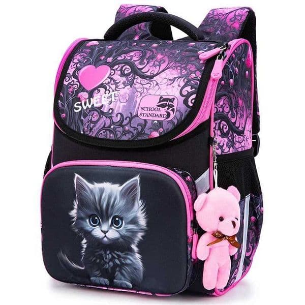 Orthopedic School Backpack For Girls Cartoon Cat Primary School Grade 1 Students Bags Kids Satchels Female Bookbag 7-9 Years L260512Y5HM