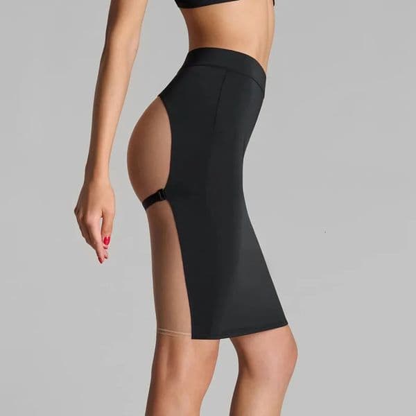 Mesh Splicing Perspective Solid Color Sexy Spicy Girl Slim Fit Mid Skirt Charming Interest Elasticity Half Women Clothing 260508