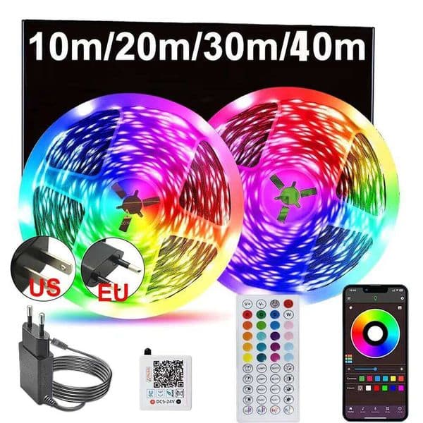Dc 24V Rgb Strip Lights For Bedroom 5M 10M 15M 20 Meter 30M 40M Colorful Self-Adhesive Led Christmas Tape Bar Line Lighting S260512