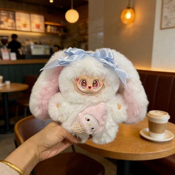 Vinyl-faced doll with big ears rabbit keychain bag vinyl-faced plush toy L260512I7PQ