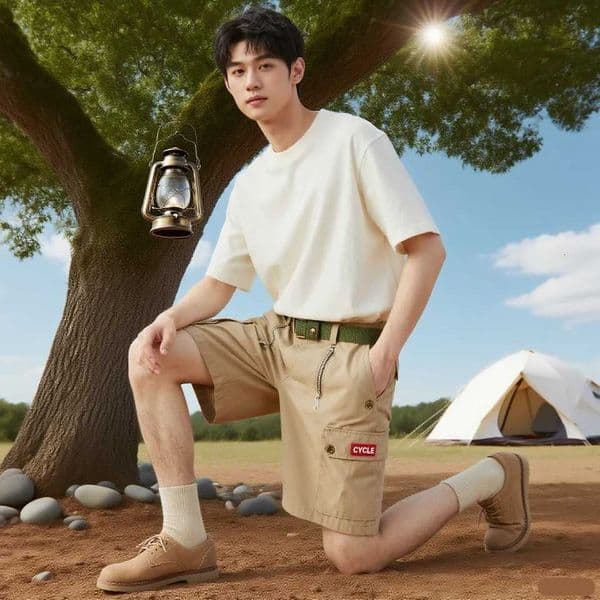 Mens Summer New Solid Color Casual Classic Work Pants Mens Fashion Multi Pocket Shorts Mens Outdoor Breathable Shorts L260512
