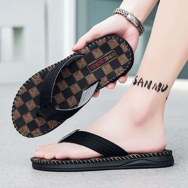 Men's trendy flip-flops with unique personality, non-slip rubber soft sole, fashionable for outdoor wear, summer beach sandals dh912686698-JY