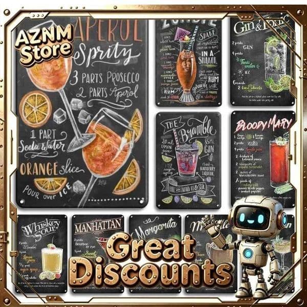 Vintage Metal Sign Decorations Gin Tonic Cocktail Plate Charming Decorative Poster Plaque for Home Wall Decor 8 X 12 Inch T260512277J