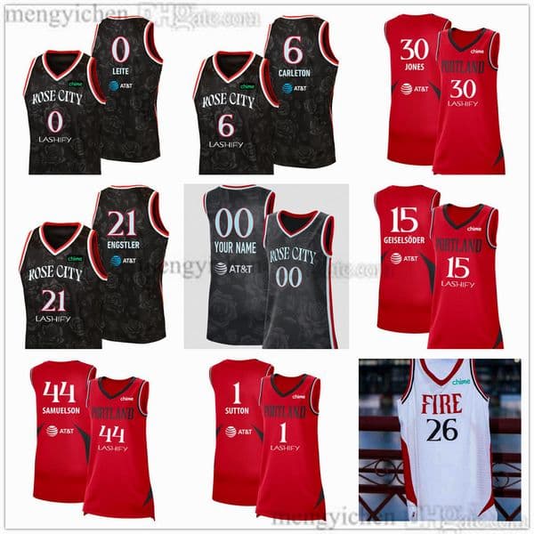 2026 Portland Fire Women Basketball Jersey 1 Sug Sutton 21 Emily Engstler 17 Megan Gustafson 30 Haley Jone 6 Bridget Carleton 44 Karlie Samuelson 0 Carla Leite Printed