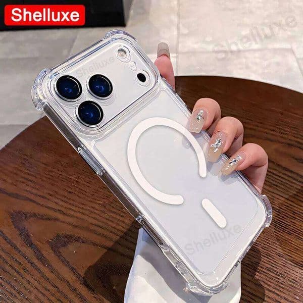 iPhone17 ProMax Transparent Armour Magnetic Case Shelluxe For iPhone 17 Pro Max 17Air Cases Luxury Corners Protector Cover W260512