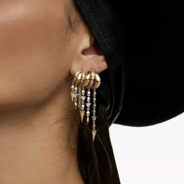 Elegance Fashion Women Jewelry Geometric 5A Cubic Zirconia CZ Link Tassel Chain Dangle Drop Earring 260511