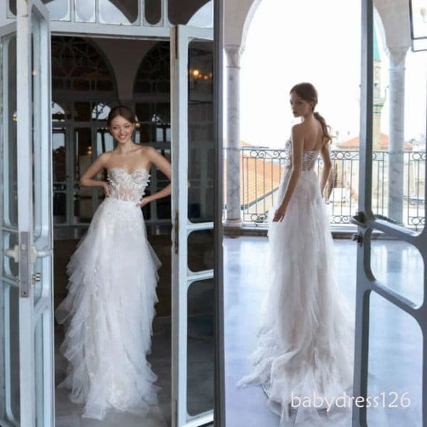 Sexy Doria Karlozi Wedding Dresses Jewel Lace Sleeveless Abiti Da Sposa Tulle Sweep Train A Line Beaded Bride Dress