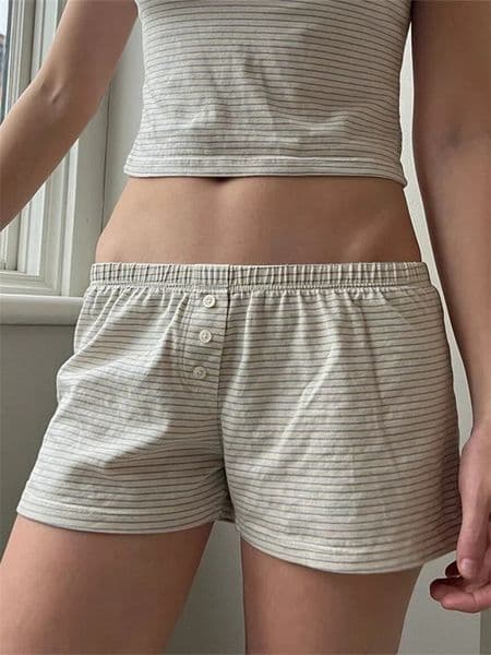 Womens Casual Elastic Shorts Solid ColorFloralHeart Print Bottoms Short Pants Summer Loungewear Casual 260512