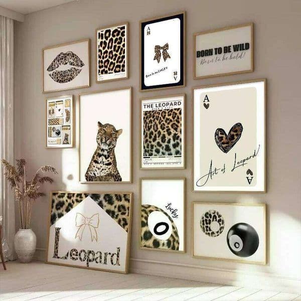 Leopard Print Billiard Matchbox Trend Prints Fashion Aesthetic Canvas Painting Living Room Bedroom Decorative Wall Art 26W05012