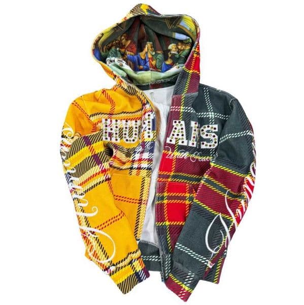 New Contrasting Color Splicing Plaid Hoodie Sportswear Harajuku Embroidery Hot Diamond Design Sweatshirt Lettering Loose Jacket L260512