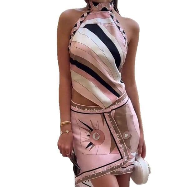 Multi Styles Luxury Womens Coloblock Halter Camis Brand Y2k Style Sexy Backless Tank Tops Beach Holiday Designer Swim Cover Up