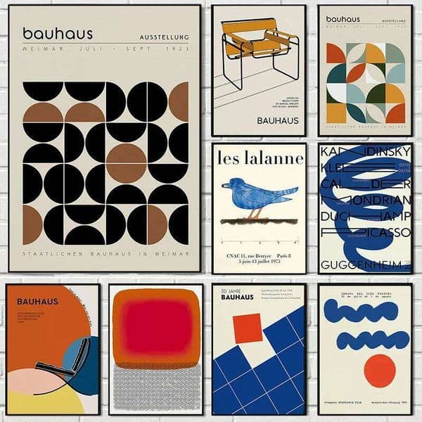 Blue Line Geometric Canvas Poster Mid-century Bauhaus Sports Wall Art Prints Are Used in Modern Living Rooms Home Decor 26W05012