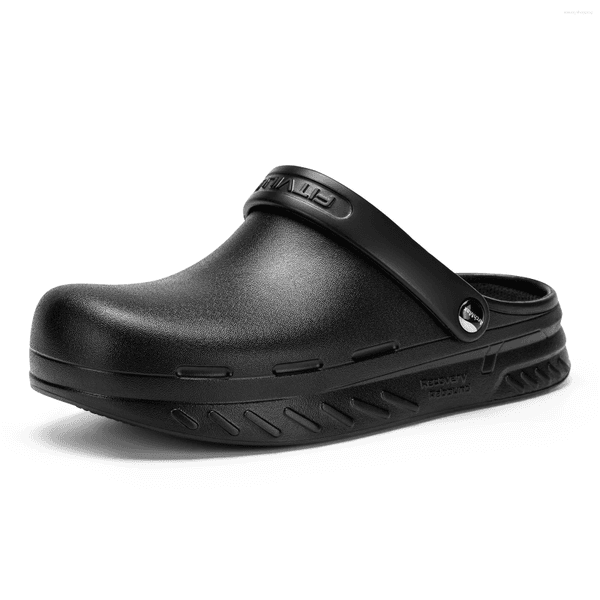 Sandals FitVille Men's Wide Garden Clogs Waterproof Anti-Slip Oil-Resistant Chef Shoes For Men Work Kitchen Summer Slipper