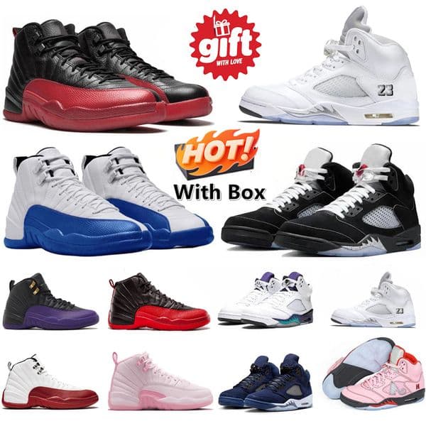 Designer 5s 12s mens basketball shoes Flu Game Blueberry Taxi Melo Pearl Pink Metallic men wolf grey trainers sports sneakers sneaker flat platform walking shoe