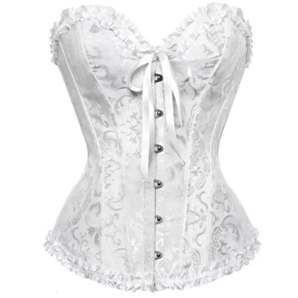 Women Overbust Corset Korset Basques Floral Lace Top Bustier Jacquard Lingerie Corselet 260512