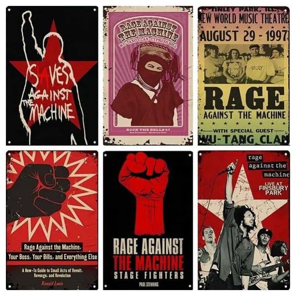 Rage Against Vintage The Machine Singer Band Metal Poster Wall Decor Garage Cafe Metal Tin Sign Decorative Plate T260512