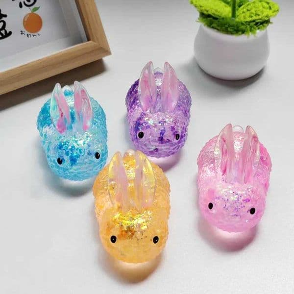 Slow Rebound TPR Sequin Maltose Rabbit Squishy Toy Elastic Squeeze Stress Relief Fidget Toy Z260606