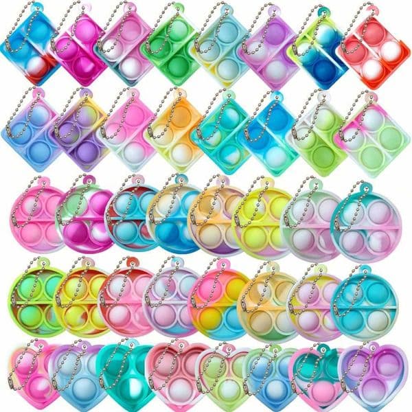 12/24/48Pcs Mini Pop Fidget Toy Pack Kit Keychain Stress Relief Toys Party Favors Office Desk Toy for Kids Adults Brinquedos Z260512