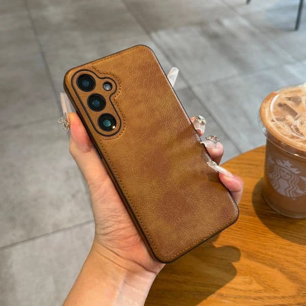S26 Cowhide Suitable Samsung S24Ultra Phone Case Galaxys23 Protective Cover New Model S22+ Full Coverage Anti-Drop Ultra-Thin Genuine Leather S24 Simple