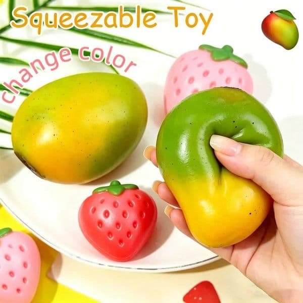 Mango Squishy Slow Rising Crystal stress relief toy Stress Ball Strawberry Fruit Squishies Sensory Fidget Toys for Adults gifts H260512