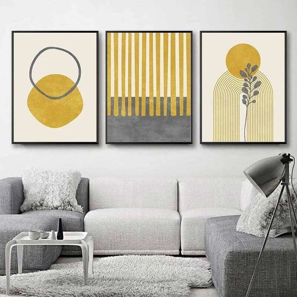 Minimalist Abstract Painting Posters and Prints Picture Mustard & Gray Wall Art Canvas Print for Living Room Decor 26W05012