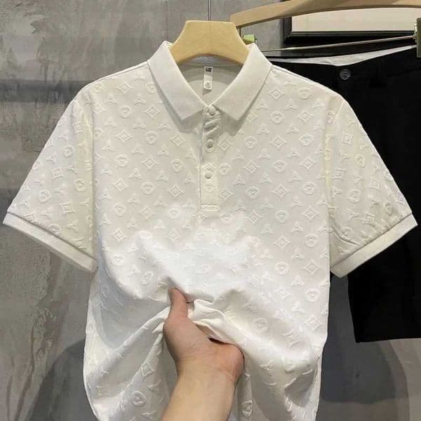 Summer New Mens Lop-up Hollow Short-sleeved Tee Shirt Ice Silk Breathable Business Fashion T-Shirt Male Brand Clothes Z260521