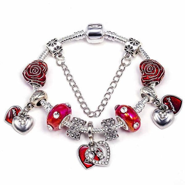 Korean-style fresh and sweet womens heart-shaped floral bracelet alloy jewelry simple and versatile popular in summer L260512WK