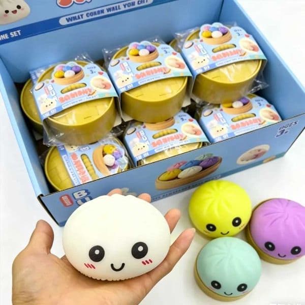 1-12PCS Dumpling Stress Balls Fidget Sensory Toy Simulation Food with Little Steamer Squeeze Dough Ball Stress Relief Hand ToyT260512