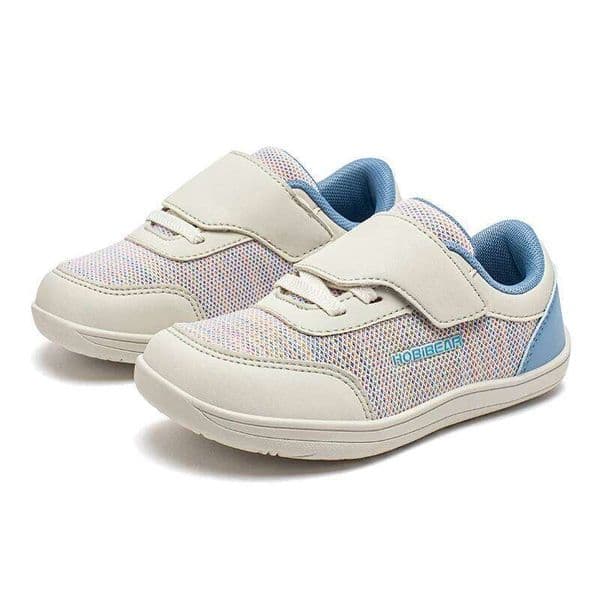 HOBIBEAR Wide Toe Barefoot Kids Minimalist Hook Loop Casual Sneakers Mesh Breathable Zero Drop Shoes 26Y0512