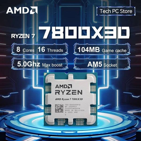 AMD Ryzen 7 7800X3D 42GHz L396M Processor 8-Core 16-Thread R7 7800X3D 120W Socket AM5 5NM DDR5 NEW but No Fan — image 1