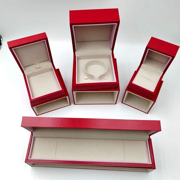 Wholesale Custom Logo Red Leather Jewelry Gift Box Ring Bangle Pendant Storage Case Elegant Jewelry Packaging Box for Business Bulk Order