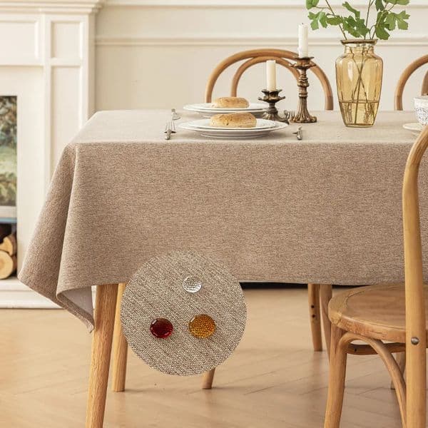 Cotton and Linen Three-proof Tablecloth Waterproof and Dustproof Solid Color Rectangular Tablecloth Coffee Dining Table Cloth 260511