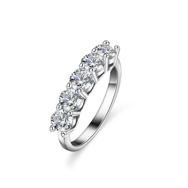 High Quality Moissanite for Women S925 Silver Five-Star Princess Row Crown Ring Trade Jewelry