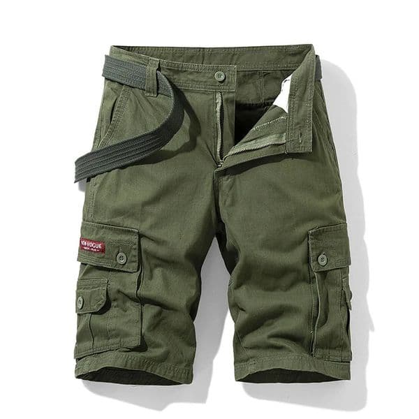2025 summer solid color tactical work pants mens military cotton casual loose shorts with belt 260512