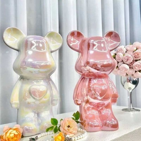 Aesthetic Bear Figure Ceramics Plating Violent Bear Statue Figurine Sculpture Luxury Living Room Decoration Desk Accessories T260512