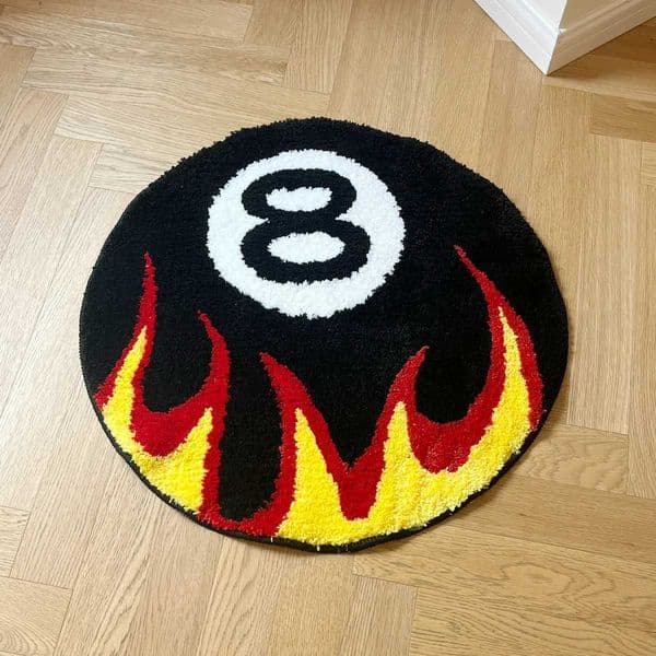 Fire Billiards No8 Tufted Rug Bedroom Rug Bathroom Mat Soft Cartoon Funny Pad Living Room Carpet Anti-slip Hallway Home Nursery T260512RF63
