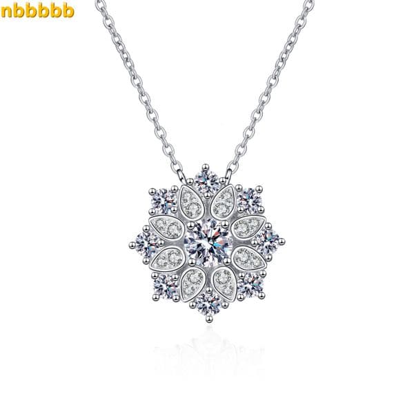 AZ354-X 925 Sterling Silver Necklace Womens Moissanite Luxury Diamond Fashion Pendant Jewelry