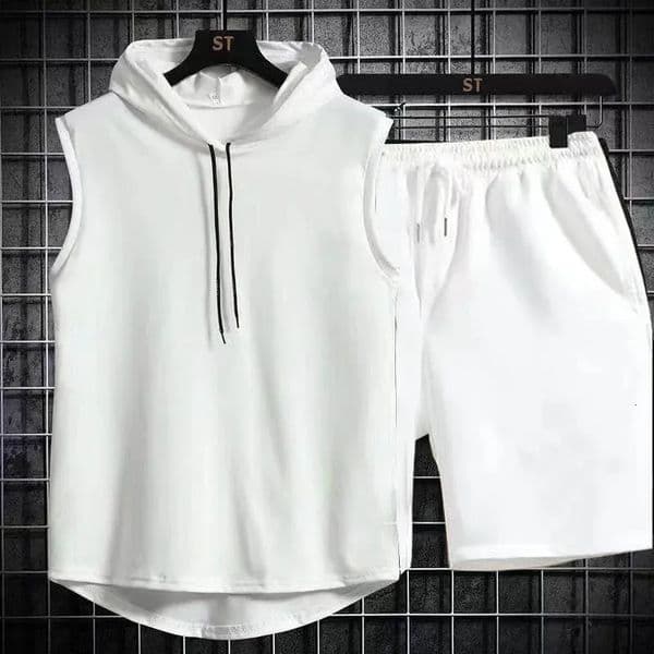 2025 summer mens twopiece casual Tshirt and shorts set sports fashionable short sleeved hooded Tshi 260513