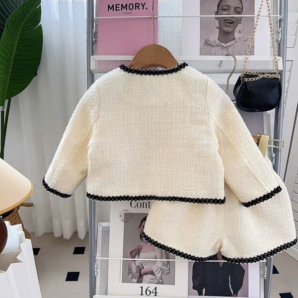 2026 Designer New Girls' Spring Autumn Outfit Set Fashionable French Style Elegant Jacket Baby baby & Pants Two Piece