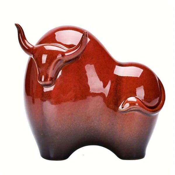 1pc Lucky Ceramic Bull Sculpture Modern Home Table Decor New Year Office Counter Ornament Traditional Craftsmanship Perfect Gift 26Y0513