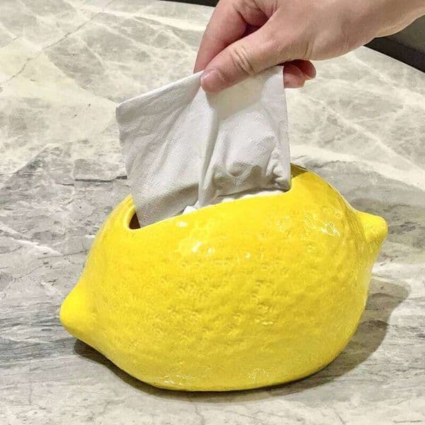 Ceramic Lemon Desktop Creative Storage Box Modern Napkin Tissue Holder Home Decoration Accessories 26W0513