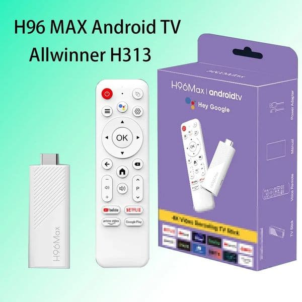 H96 MAX Android Allwinner H313 TV Stick with 24G 4K 3D HDR Remote Android 14 BT50 Quad Core Home Media Player Voice Assistant 260511