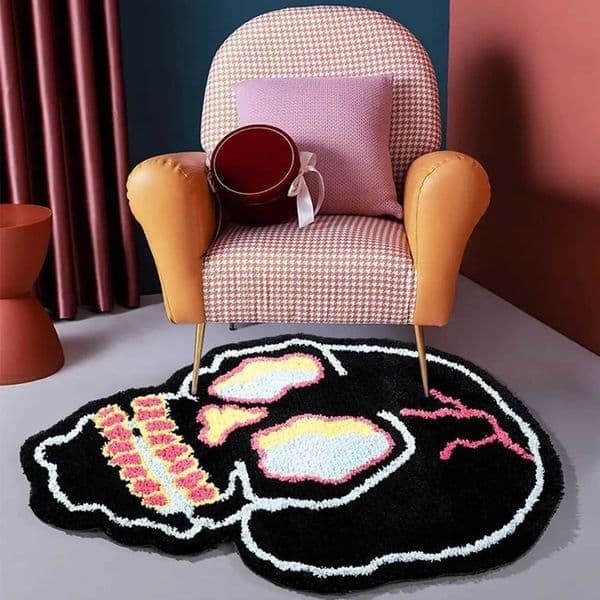 VIKAMA Cartoon Fun Skull Area Rug Soft Bathroom Floor Mat Kitchen Living Room Slippery Floor Mat Halloween Decorative Mat T260512