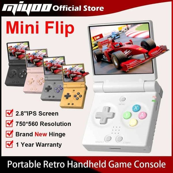 MIYOO Mini Flip Retro Handheld Console With New Hinge 2.8''I Screen Portable Video Game Consoles Classic Gaming Emulator J260513