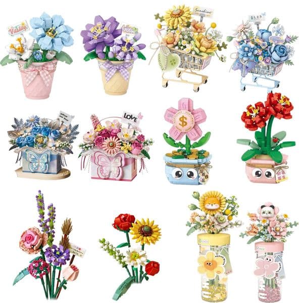LOZ Creative Flower Bouquet Building Blocks DIY Assembly Mothers Day Valentines Birthday Gift Desktop Decor Women Girls Mom L260513BB1Y